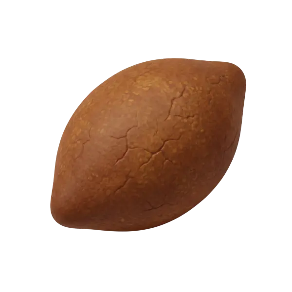 Close-up of a single torpedo-shaped kibbeh with a browned, cracked bulgur shell and a textured surface, isolated on a black background.